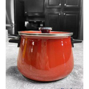 Vintage Burn Red Enamel Stock Pot 2 Quarts